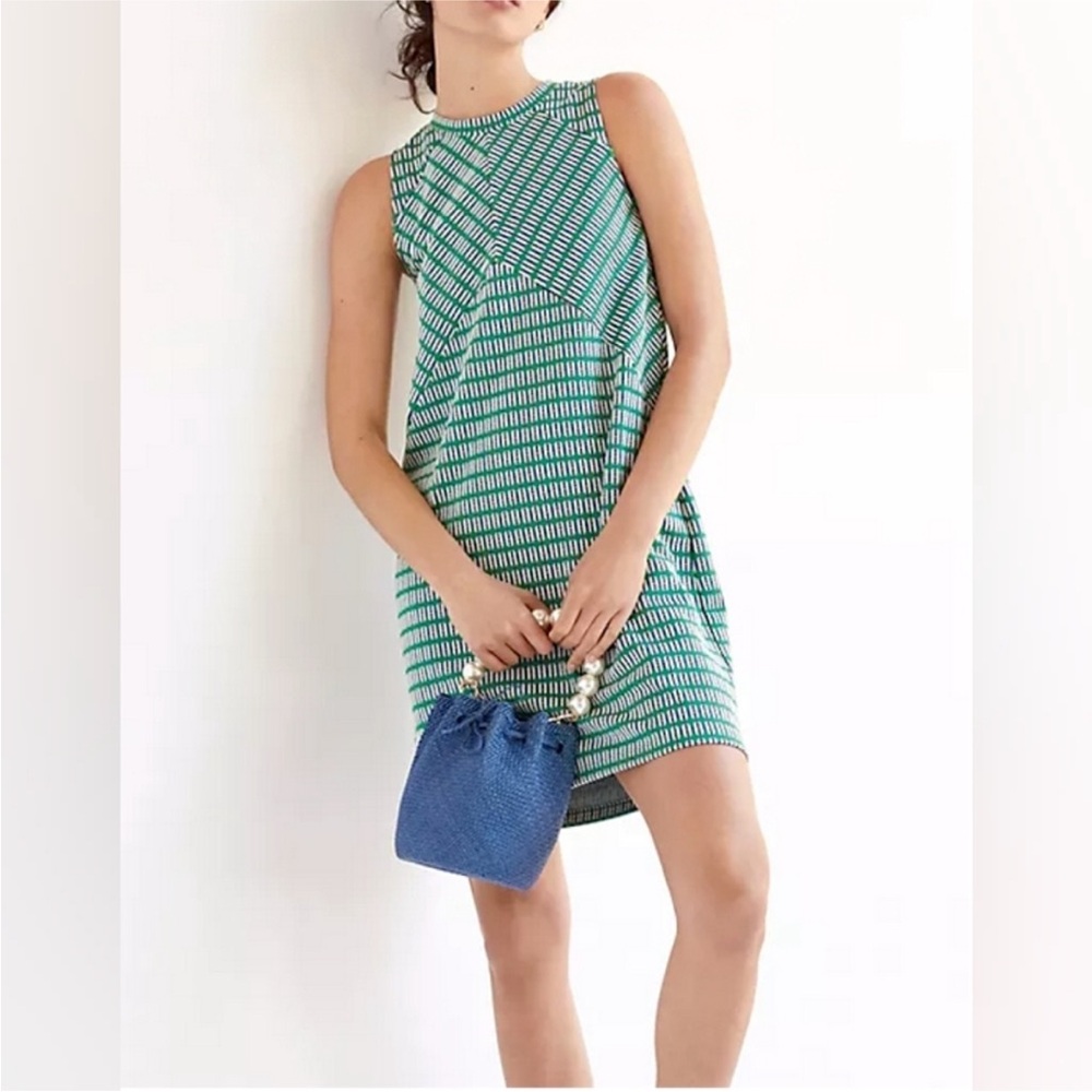 Maeve Anthropologie Green and White Striped Sleeveless Dress